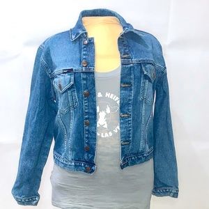 lei - Light Wash Womens Cropped Denim Jacket Large
